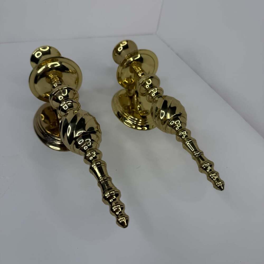 Vintage Solid Brass Swirl Wall Sconce Candle Holders Set of 2 Made In India